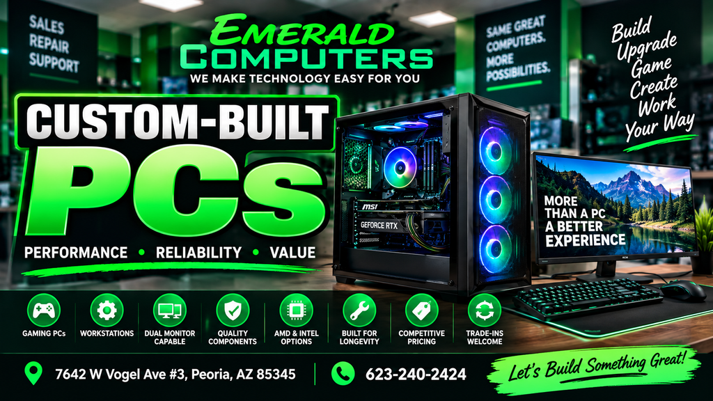 Custom Built PCs and Desktop Computers Peoria AZ - Emerald Computers
